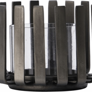 Fyrfadsstage House Doctor Bars i rå sort jern og glas Ø10ÃH7,5 cm minimalistisk lysestage